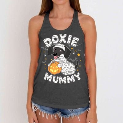 Halloween Costume Dachshund Dog Lover Doxie Mummy Women's Knotted Racerback Tank