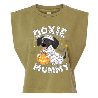 Halloween Costume Dachshund Dog Lover Doxie Mummy Garment-Dyed Women's Muscle Tee