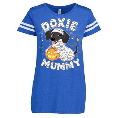 Halloween Costume Dachshund Dog Lover Doxie Mummy Enza Ladies Jersey Football T-Shirt