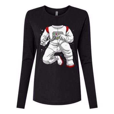 Halloween Costume DIY Lazy Astronaut Space Cadet Halloween Womens Cotton Relaxed Long Sleeve T-Shirt