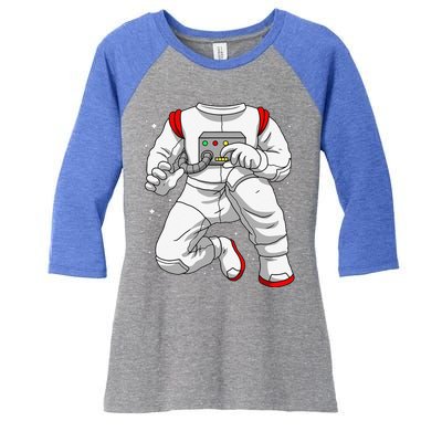 Halloween Costume DIY Lazy Astronaut Space Cadet Halloween Women's Tri-Blend 3/4-Sleeve Raglan Shirt