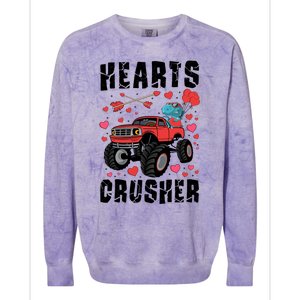 Hearts Crusher Dinosaur T Rex Monster Truck Valentines Meaningful Gift Colorblast Crewneck Sweatshirt