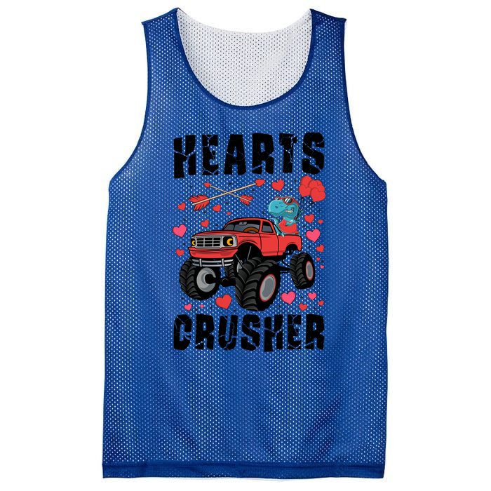 Hearts Crusher Dinosaur T Rex Monster Truck Valentines Meaningful Gift Mesh Reversible Basketball Jersey Tank