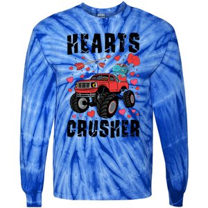 Hearts Crusher Dinosaur T Rex Monster Truck Valentines Meaningful Gift Tie-Dye Long Sleeve Shirt