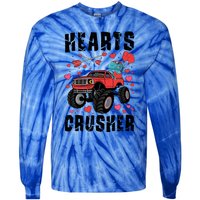 Hearts Crusher Dinosaur T Rex Monster Truck Valentines Meaningful Gift Tie-Dye Long Sleeve Shirt