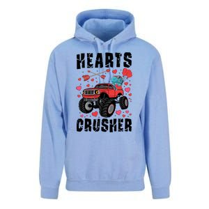 Hearts Crusher Dinosaur T Rex Monster Truck Valentines Meaningful Gift Unisex Surf Hoodie