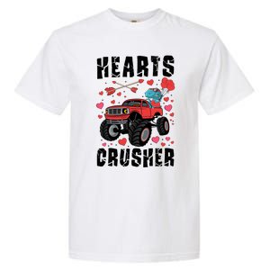 Hearts Crusher Dinosaur T Rex Monster Truck Valentines Meaningful Gift Garment-Dyed Heavyweight T-Shirt