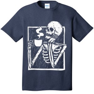 Halloween coffee drinking skeleton skull T-Shirt