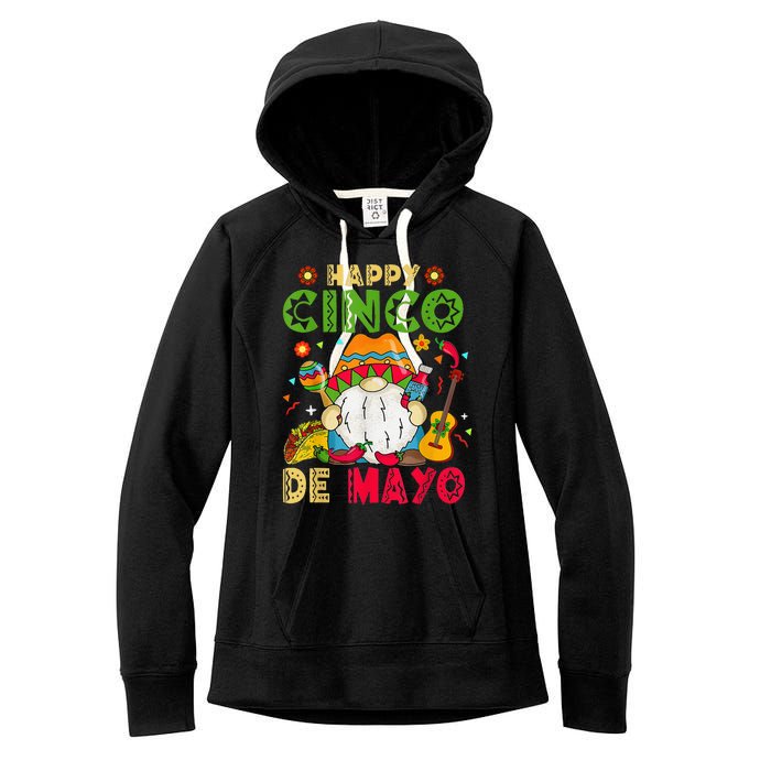 Happy Cinco De Mayo Cute Gnome Mexican Funny Cinco De Mayo Women's Fleece Hoodie