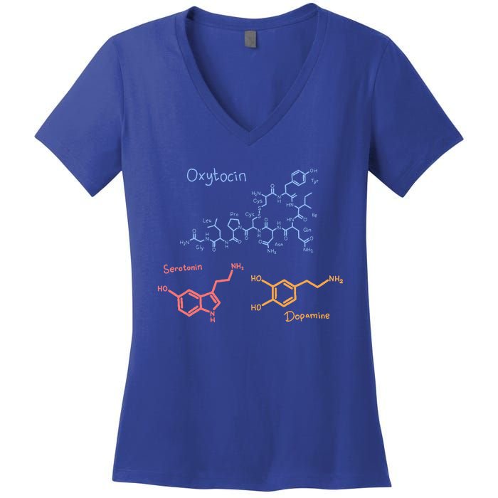 Happiness Chemicals Dopamine Oxytocin Serotonin Women's V-Neck T-Shirt