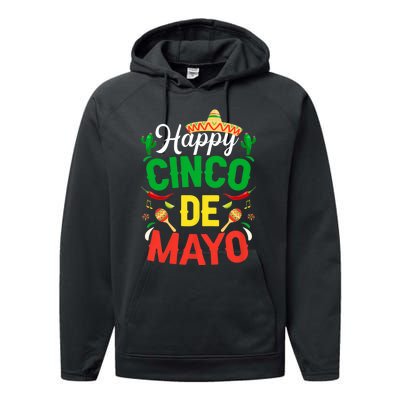 Happy Cinco De Mayo Mexican Fiesta 5 De Mayo Performance Fleece Hoodie