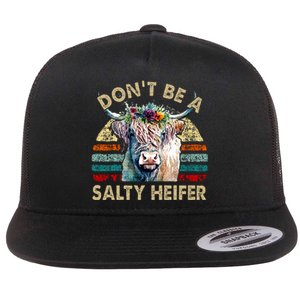 Highland Cow Dont Be Salty Heifer Flat Bill Trucker Hat