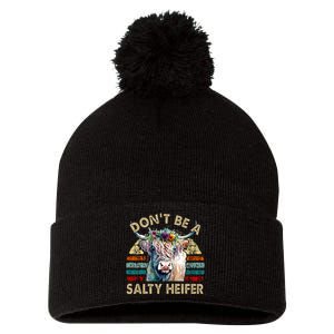 Highland Cow Dont Be Salty Heifer Pom Pom 12in Knit Beanie