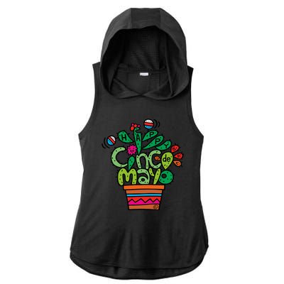 Happy Cinco De Mayo Cactus Ladies PosiCharge Tri-Blend Wicking Draft Hoodie Tank