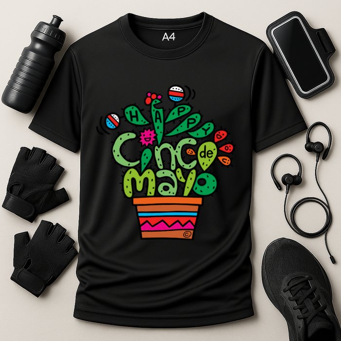 Happy Cinco De Mayo Cactus Cooling Performance Crew T-Shirt