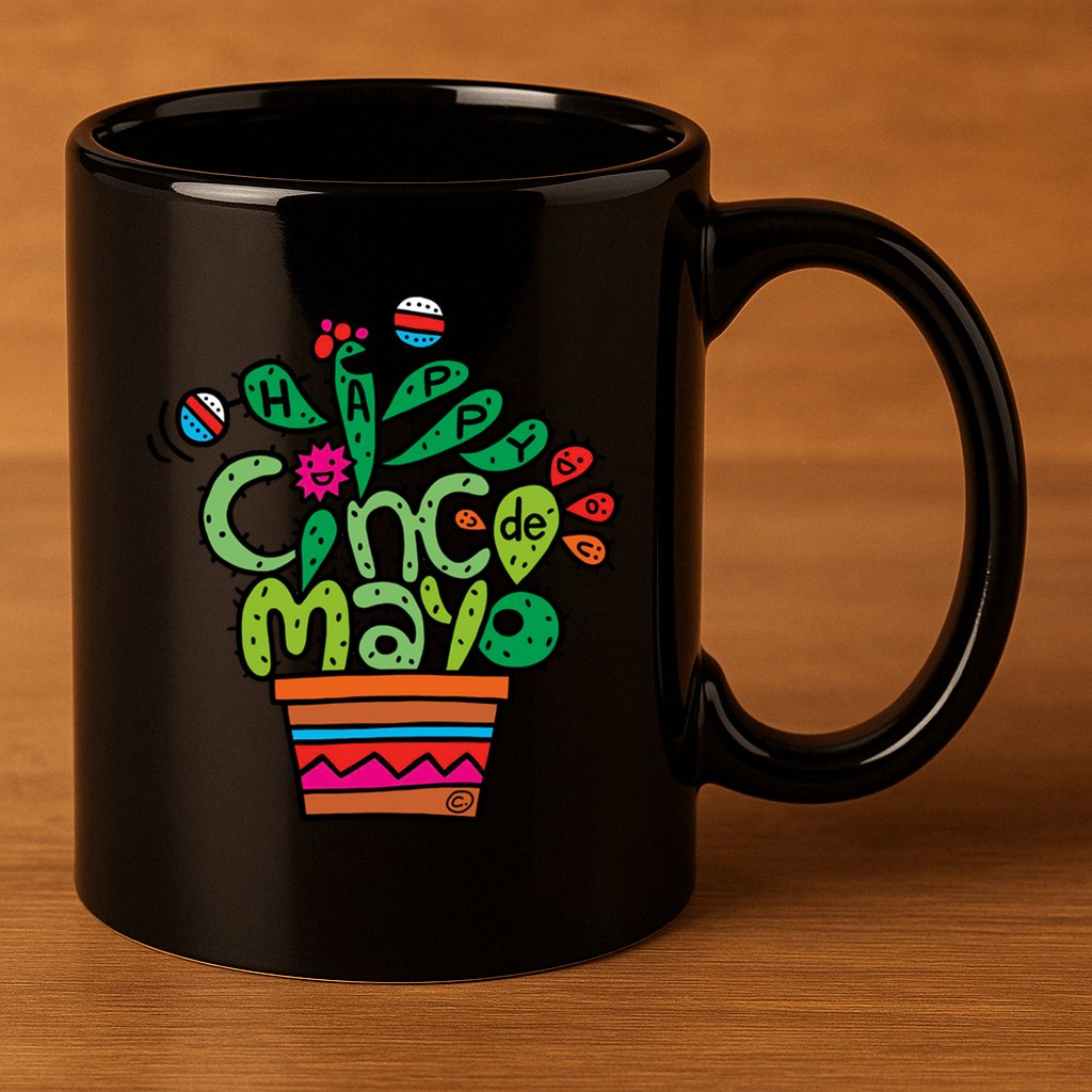 Happy Cinco De Mayo Cactus 11oz C Handle Ceramic Mug