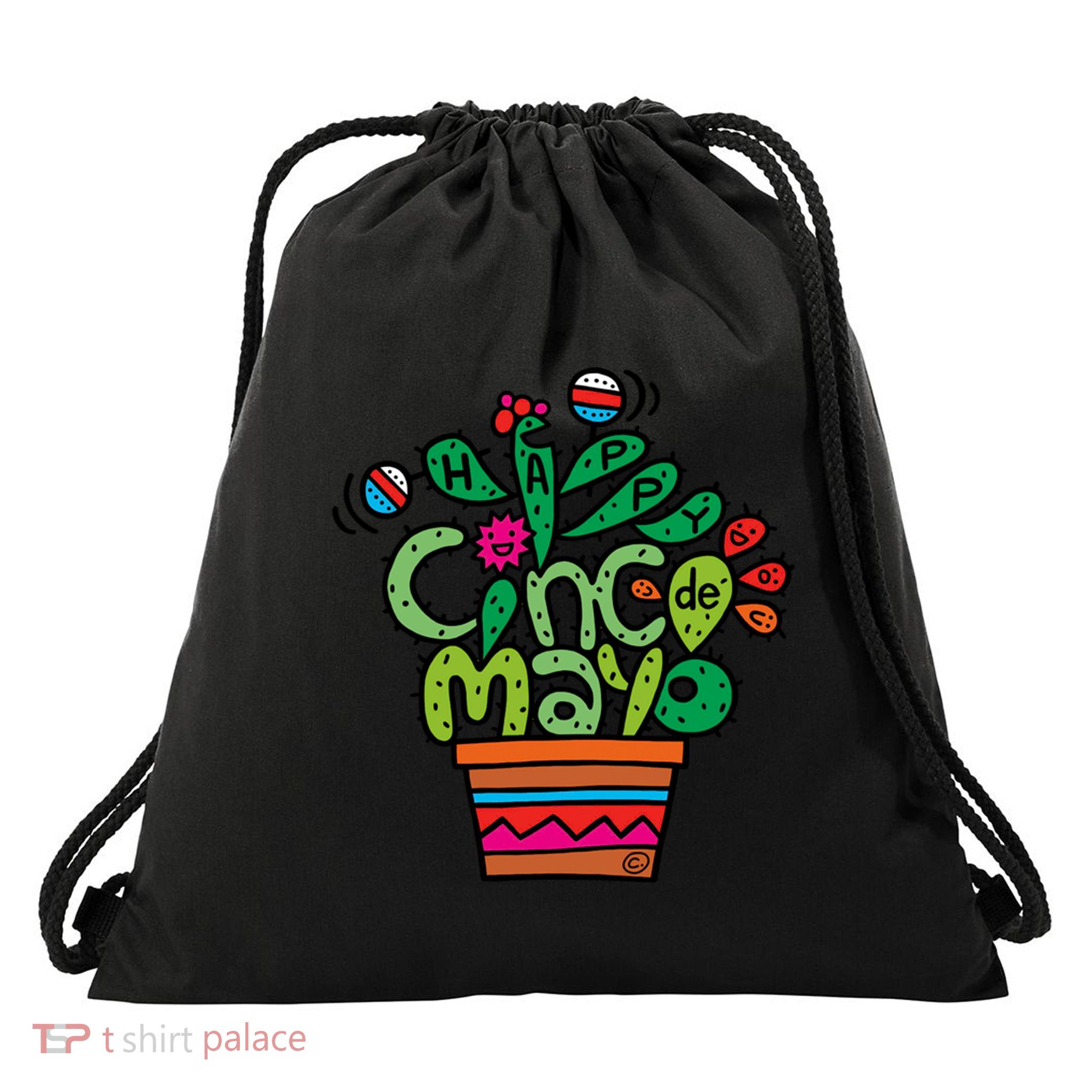 Happy Cinco De Mayo Cactus Drawstring Bag