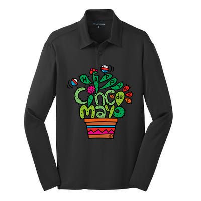 Happy Cinco De Mayo Cactus Silk Touch Performance Long Sleeve Polo