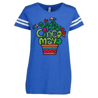 Happy Cinco De Mayo Cactus Enza Ladies Jersey Football T-Shirt