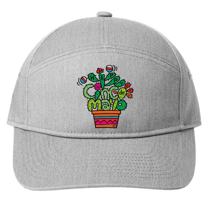 Happy Cinco De Mayo Cactus 7-Panel Snapback Hat