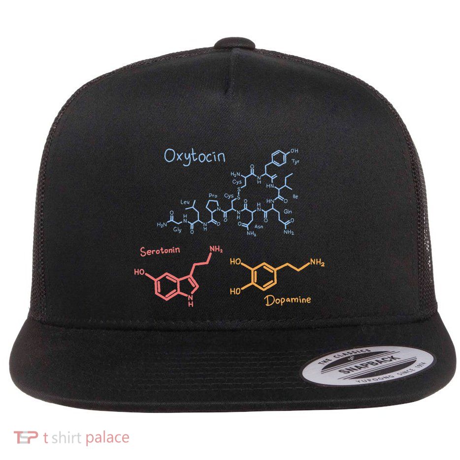 Happiness Chemicals Dopamine Oxytocin Serotonin Flat Bill Trucker Hat