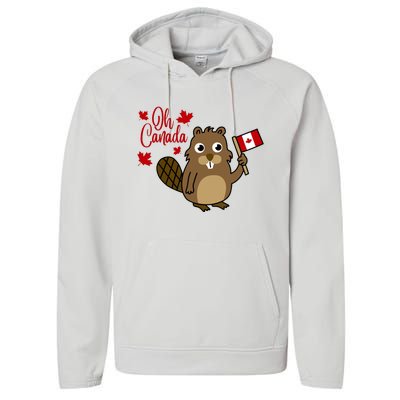 Happy Canada Day Funny Canadian Groundhog Flag Performance Fleece Hoodie