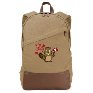 Happy Canada Day Funny Canadian Groundhog Flag Cotton Canvas Backpack