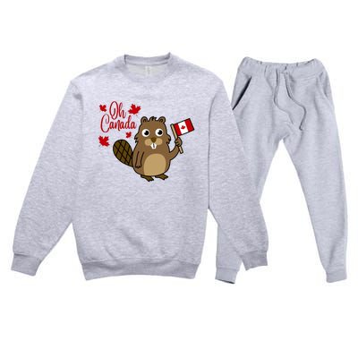 Happy Canada Day Funny Canadian Groundhog Flag Premium Crewneck Sweatsuit Set