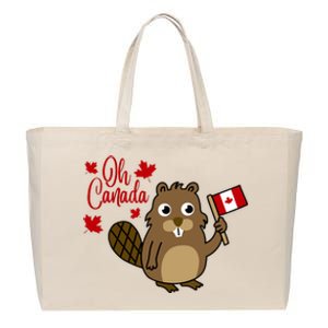 Happy Canada Day Funny Canadian Groundhog Flag Cotton Canvas Jumbo Tote