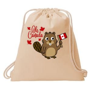 Happy Canada Day Funny Canadian Groundhog Flag Drawstring Bag