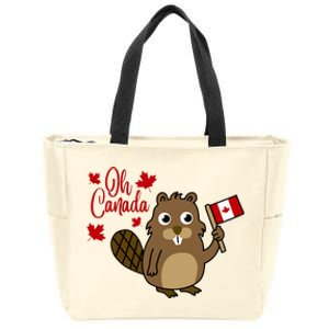 Happy Canada Day Funny Canadian Groundhog Flag Zip Tote Bag