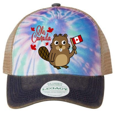 Happy Canada Day Funny Canadian Groundhog Flag Legacy Tie Dye Trucker Hat