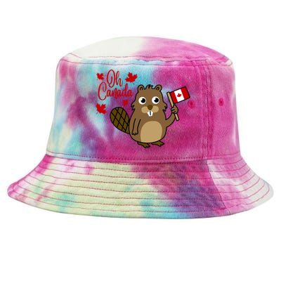 Happy Canada Day Funny Canadian Groundhog Flag Tie-Dyed Bucket Hat