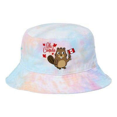 Happy Canada Day Funny Canadian Groundhog Flag Tie Dye Newport Bucket Hat