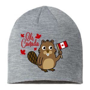 Happy Canada Day Funny Canadian Groundhog Flag Sustainable Beanie