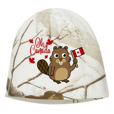 Happy Canada Day Funny Canadian Groundhog Flag Kati - Camo Knit Beanie