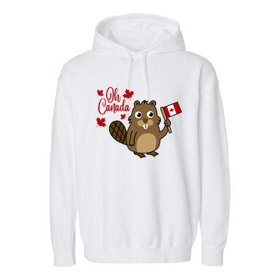 Happy Canada Day Funny Canadian Groundhog Flag Garment-Dyed Fleece Hoodie