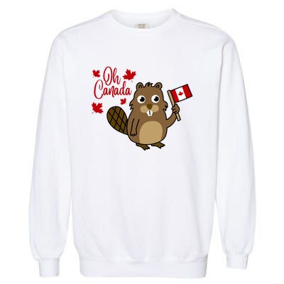 Happy Canada Day Funny Canadian Groundhog Flag Garment-Dyed Sweatshirt