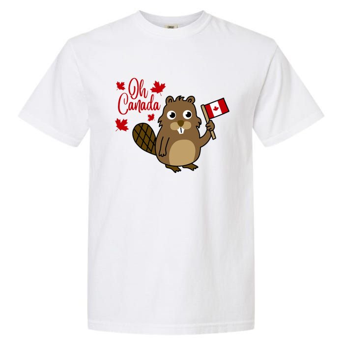 Happy Canada Day Funny Canadian Groundhog Flag Garment-Dyed Heavyweight T-Shirt