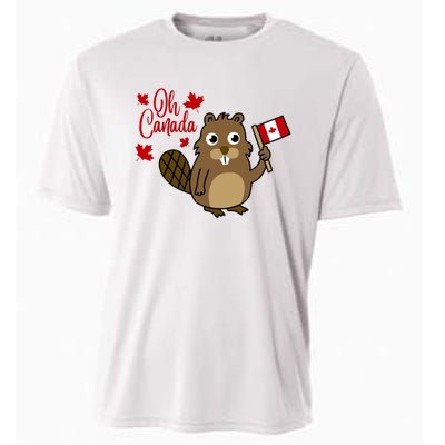 Happy Canada Day Funny Canadian Groundhog Flag Cooling Performance Crew T-Shirt