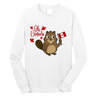 Happy Canada Day Funny Canadian Groundhog Flag Long Sleeve Shirt