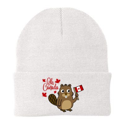 Happy Canada Day Funny Canadian Groundhog Flag Knit Cap Winter Beanie