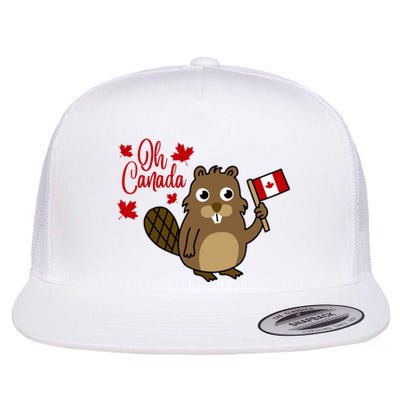 Happy Canada Day Funny Canadian Groundhog Flag Flat Bill Trucker Hat