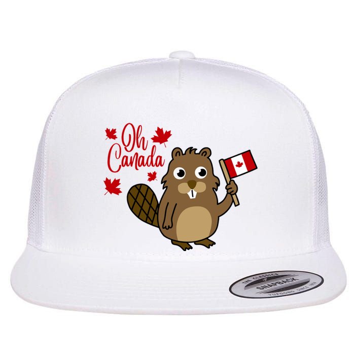 Happy Canada Day Funny Canadian Groundhog Flag Flat Bill Trucker Hat