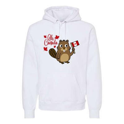 Happy Canada Day Funny Canadian Groundhog Flag Premium Hoodie