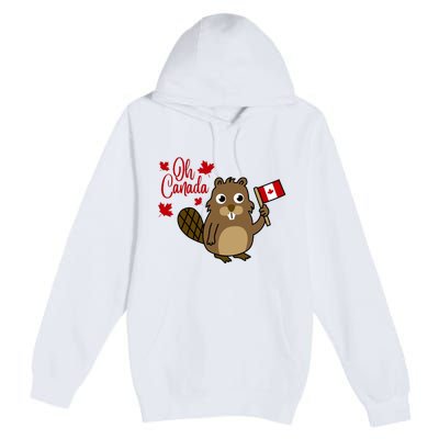 Happy Canada Day Funny Canadian Groundhog Flag Premium Pullover Hoodie