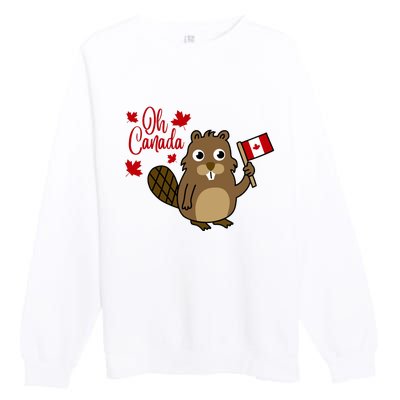 Happy Canada Day Funny Canadian Groundhog Flag Premium Crewneck Sweatshirt