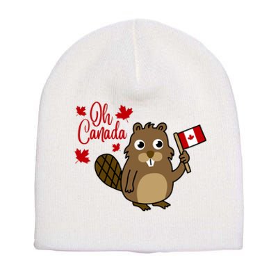 Happy Canada Day Funny Canadian Groundhog Flag Short Acrylic Beanie