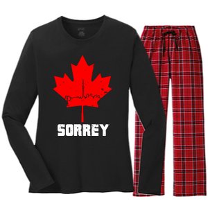 Happy Canada Day Sorrey Canada Canadian Maple Leaf Sorry Women's Long Sleeve Flannel Pajama Set 