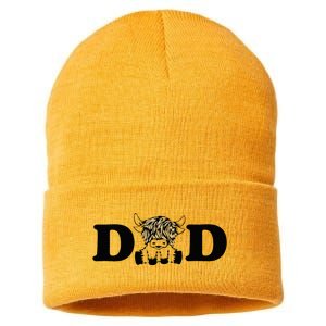 Highland Cow Dad Sustainable Knit Beanie